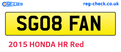 SG08FAN are the vehicle registration plates.