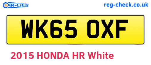 WK65OXF are the vehicle registration plates.