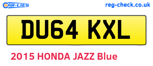 DU64KXL are the vehicle registration plates.