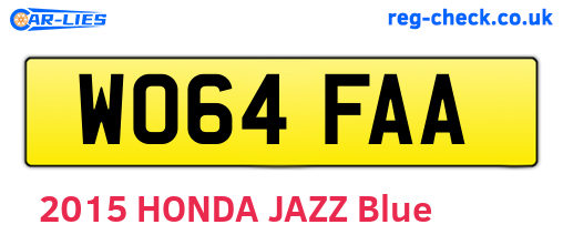 WO64FAA are the vehicle registration plates.
