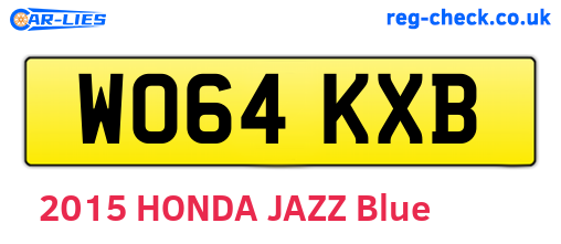 WO64KXB are the vehicle registration plates.