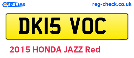 DK15VOC are the vehicle registration plates.