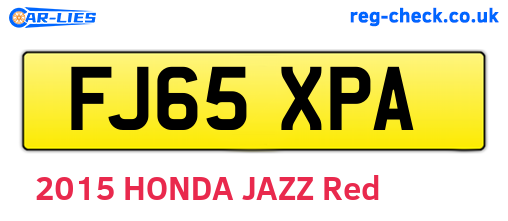 FJ65XPA are the vehicle registration plates.