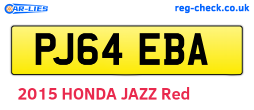 PJ64EBA are the vehicle registration plates.