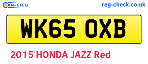 WK65OXB are the vehicle registration plates.