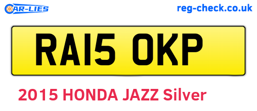 RA15OKP are the vehicle registration plates.