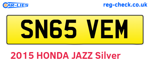 SN65VEM are the vehicle registration plates.