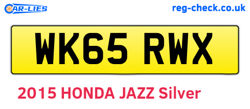 WK65RWX are the vehicle registration plates.