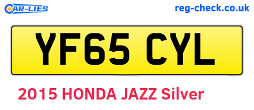 YF65CYL are the vehicle registration plates.