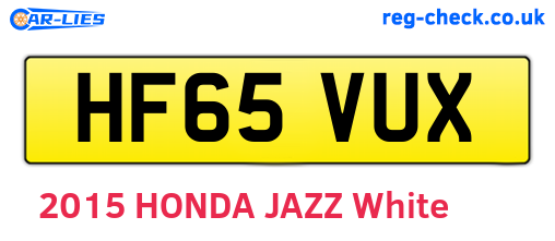 HF65VUX are the vehicle registration plates.