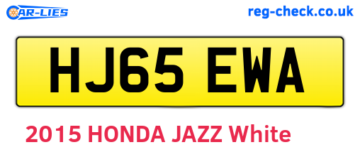 HJ65EWA are the vehicle registration plates.
