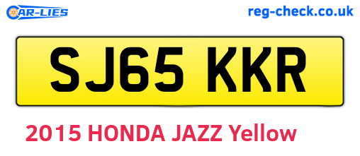 SJ65KKR are the vehicle registration plates.