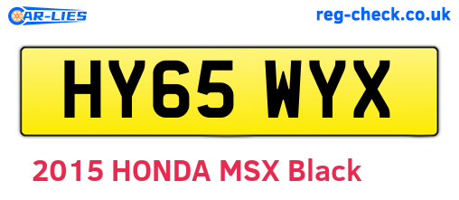 HY65WYX are the vehicle registration plates.