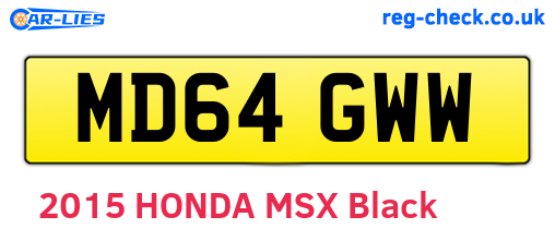MD64GWW are the vehicle registration plates.