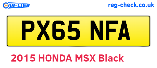 PX65NFA are the vehicle registration plates.