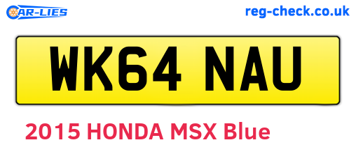 WK64NAU are the vehicle registration plates.