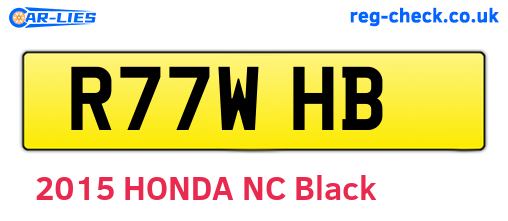 R77WHB are the vehicle registration plates.