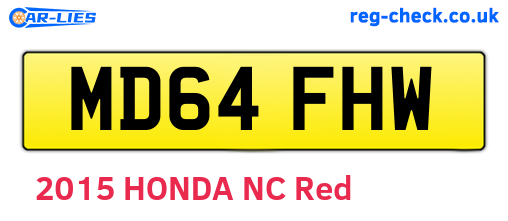 MD64FHW are the vehicle registration plates.