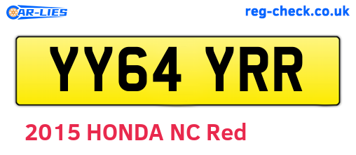 YY64YRR are the vehicle registration plates.