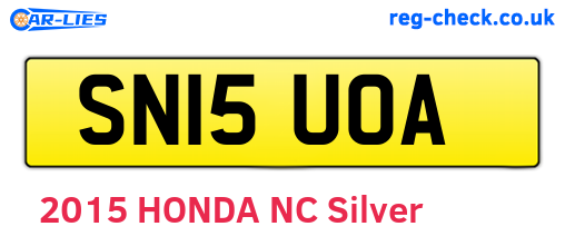 SN15UOA are the vehicle registration plates.