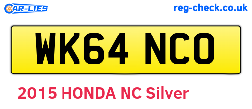 WK64NCO are the vehicle registration plates.