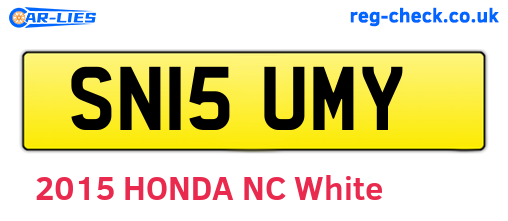 SN15UMY are the vehicle registration plates.