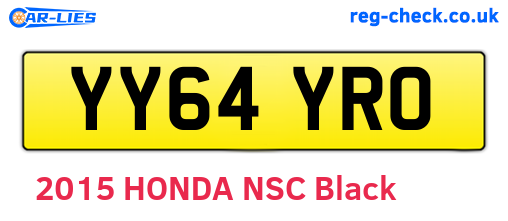 YY64YRO are the vehicle registration plates.
