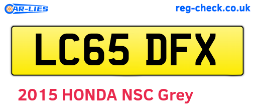 LC65DFX are the vehicle registration plates.