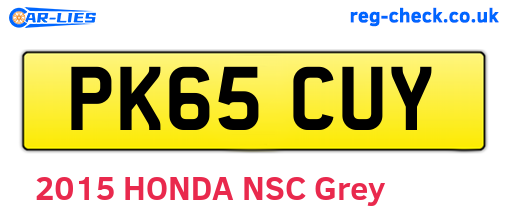 PK65CUY are the vehicle registration plates.