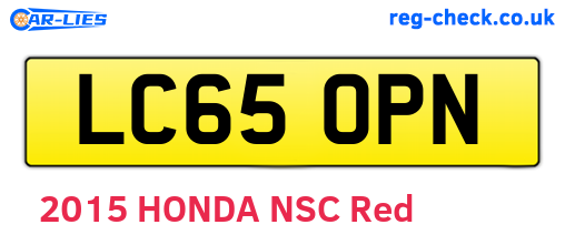 LC65OPN are the vehicle registration plates.