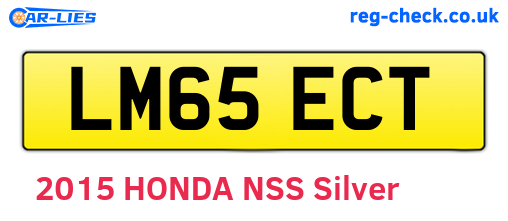 LM65ECT are the vehicle registration plates.