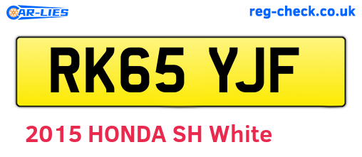 RK65YJF are the vehicle registration plates.