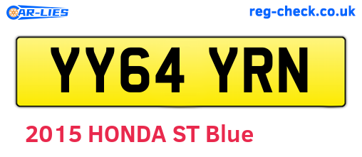 YY64YRN are the vehicle registration plates.