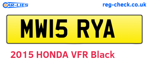 MW15RYA are the vehicle registration plates.
