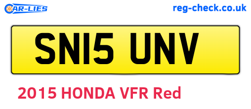 SN15UNV are the vehicle registration plates.