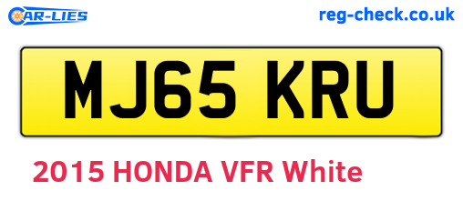MJ65KRU are the vehicle registration plates.