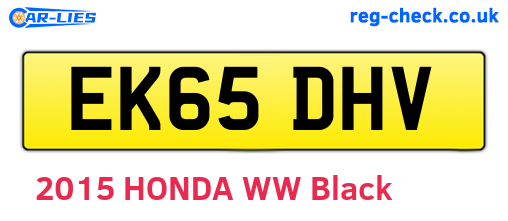 EK65DHV are the vehicle registration plates.