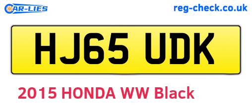 HJ65UDK are the vehicle registration plates.