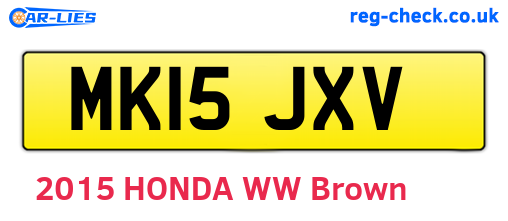 MK15JXV are the vehicle registration plates.