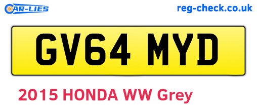 GV64MYD are the vehicle registration plates.