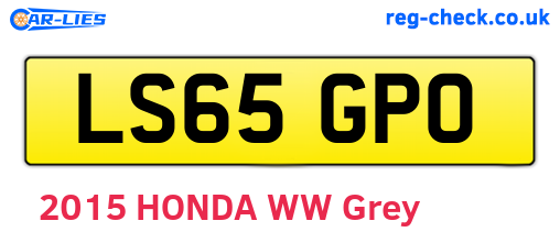 LS65GPO are the vehicle registration plates.