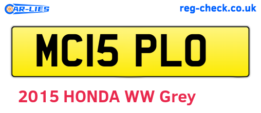 MC15PLO are the vehicle registration plates.