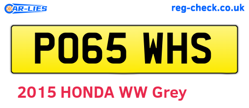 PO65WHS are the vehicle registration plates.