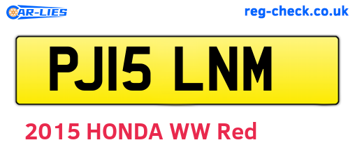 PJ15LNM are the vehicle registration plates.