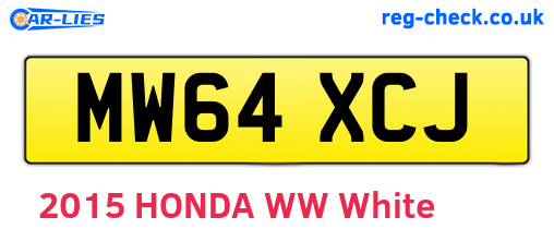MW64XCJ are the vehicle registration plates.