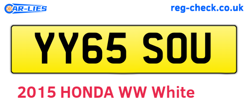 YY65SOU are the vehicle registration plates.