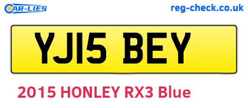 YJ15BEY are the vehicle registration plates.