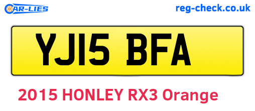 YJ15BFA are the vehicle registration plates.