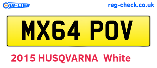 MX64POV are the vehicle registration plates.