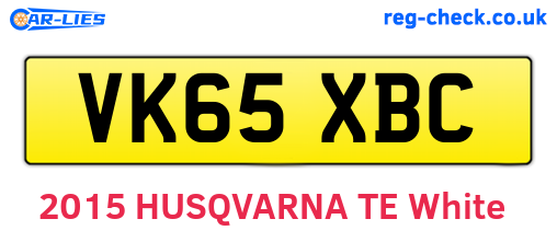 VK65XBC are the vehicle registration plates.